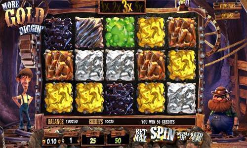 More Gold Diggin base game screenshot showing reels and features