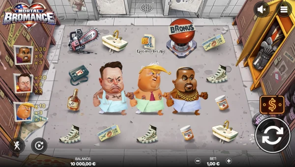 Mortal Bromance base game screenshot showing reels and features
