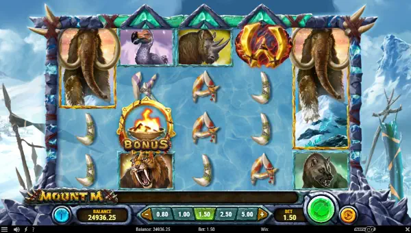 Mount M base game screenshot showing reels and features