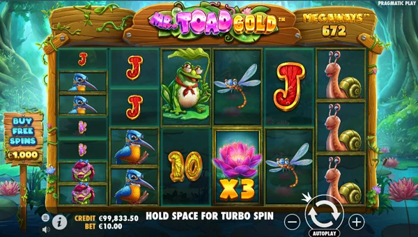 Mr Toad Gold Megaways base game screenshot showing reels and features
