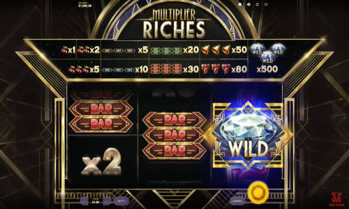 Multiplier Riches base game screenshot showing reels and features