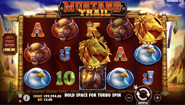 Mustang Trail base game screenshot showing reels and features