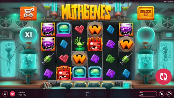 Mutagenes base game screenshot showing reels and features