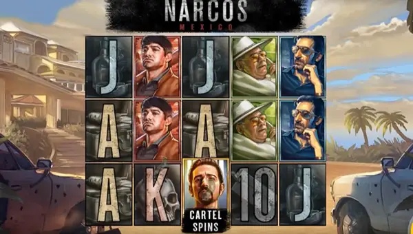 Narcos Mexico base game screenshot showing reels and features