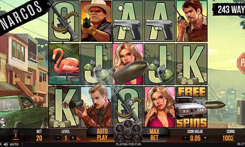Narcos base game screenshot showing reels and features