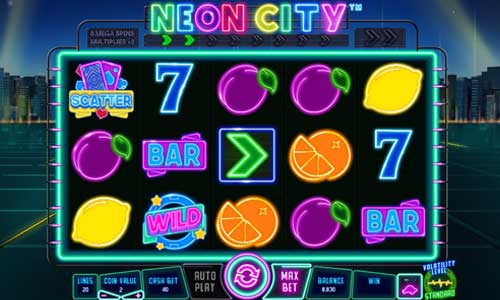 Neon City base game screenshot showing reels and features