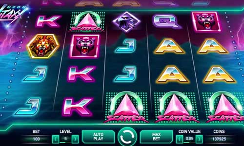 Neon Staxx base game screenshot showing reels and features