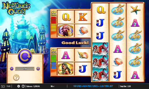 Neptunes Quest base game screenshot showing reels and features