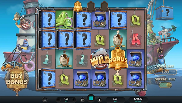 Net Gains base game screenshot showing reels and features