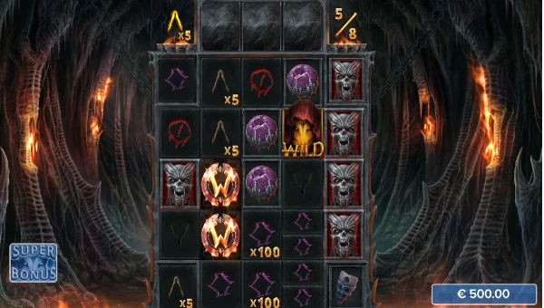 Screenshot of Nightmaker slot demo showing reels and bonus game features