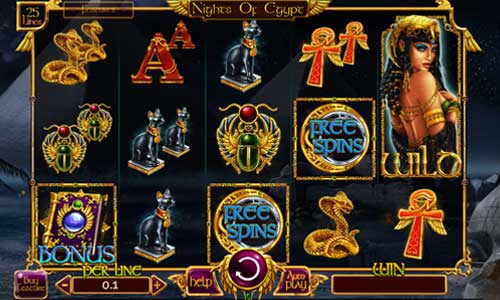 Nights of Egypt base game screenshot showing reels and features
