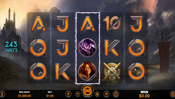 Nine Realms base game screenshot showing reels and features