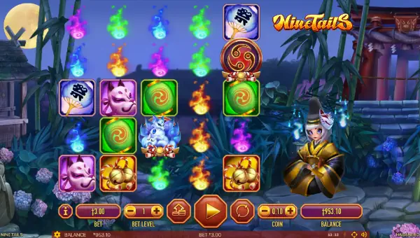 Nine Tails base game screenshot showing reels and features