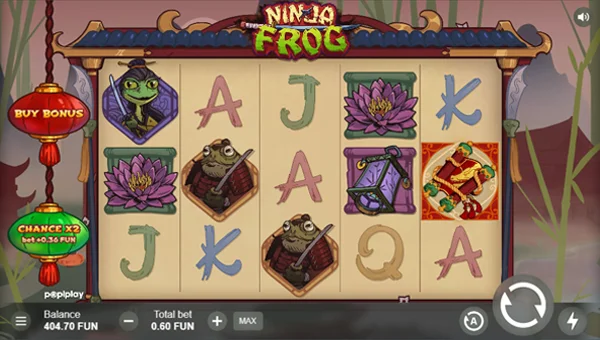 Ninja Frog base game screenshot showing reels and features