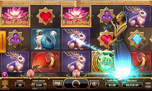 Nirvana base game screenshot showing reels and features