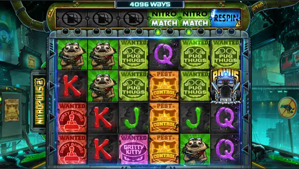 Nitropolis 2 base game screenshot showing reels and features