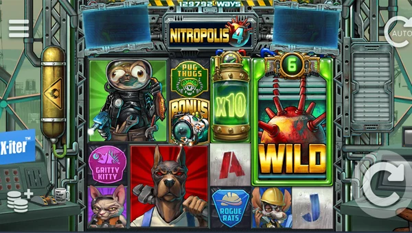Nitropolis 4 base game screenshot showing reels and features