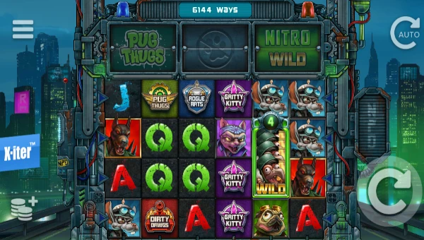 Nitropolis 5 base game screenshot showing reels and features