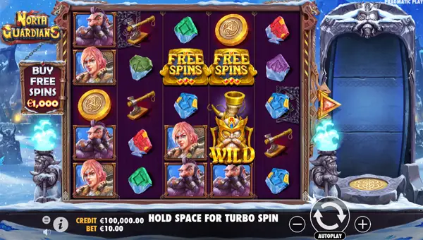 North Guardians base game screenshot showing reels and features