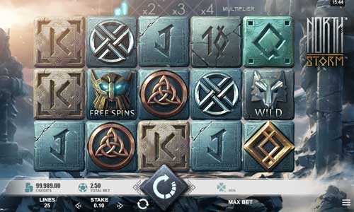 North Storm base game screenshot showing reels and features