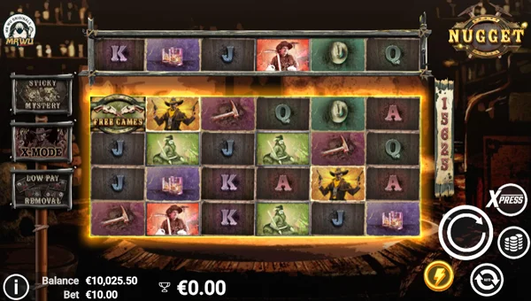 Nugget base game screenshot showing reels and features