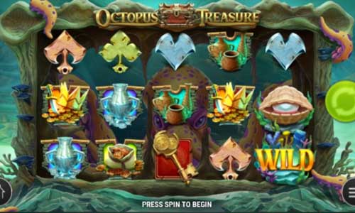 Octopus Treasure base game screenshot showing reels and features
