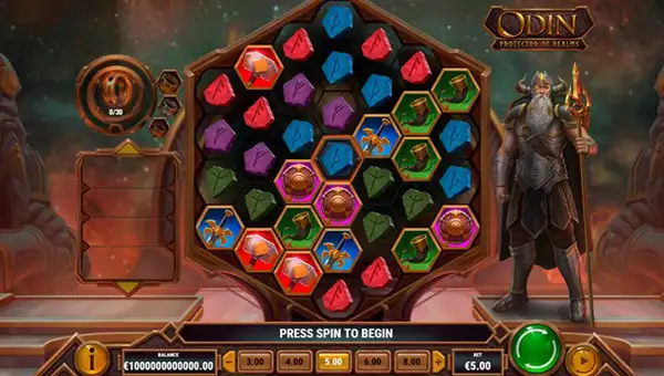 Odin Protector of Realms base game screenshot showing reels and features
