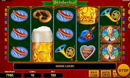 Oktoberfest base game screenshot showing reels and features
