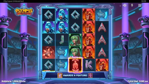 Olympus Unleashed base game screenshot showing reels and features
