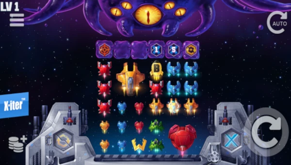 Orbitfall base game screenshot showing reels and features