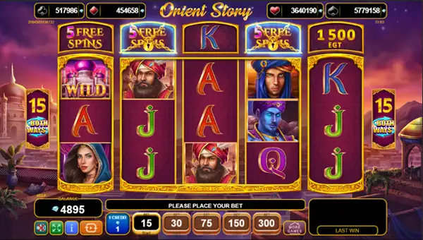Orient Story base game screenshot showing reels and features