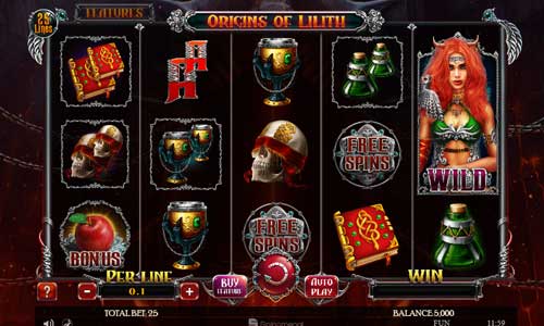 Origins of Lilith base game screenshot showing reels and features