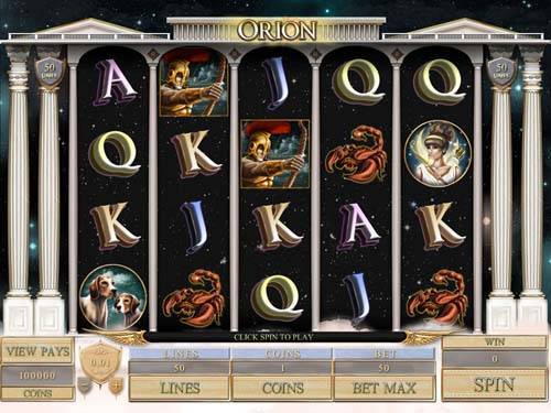 Orion Slot Base Game Orion base game screenshot showing reels and features