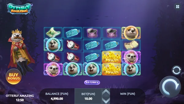 Otterly Amazing base game screenshot showing reels and features