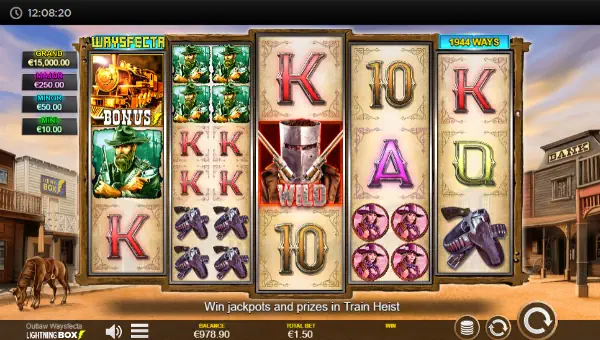 Outlaw Waysfecta base game screenshot showing reels and features