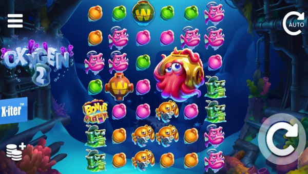 Oxygen 2 base game screenshot showing reels and features