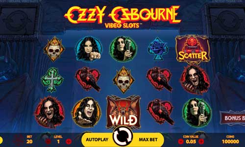 Ozzy Osbourne base game screenshot showing reels and features