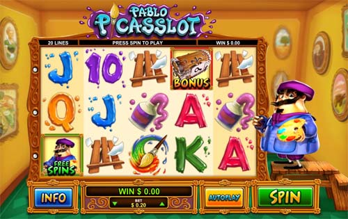 Pablo Picasslot base game screenshot showing reels and features