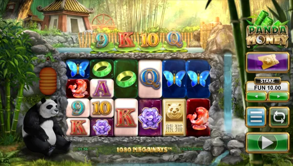 Panda Money Megaways base game screenshot showing reels and features