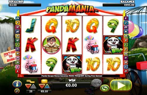 Pandamania base game screenshot showing reels and features