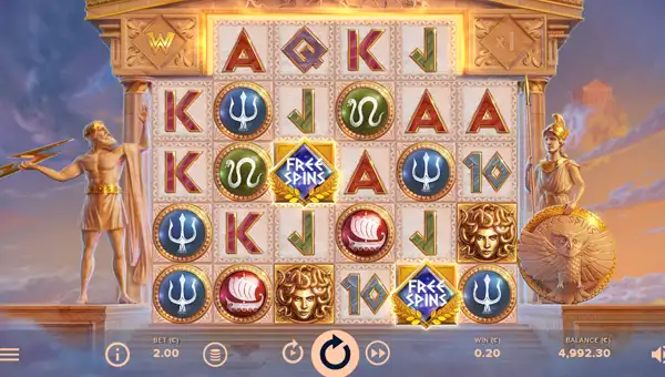 Parthenon Quest for Immortality base game screenshot showing reels and features