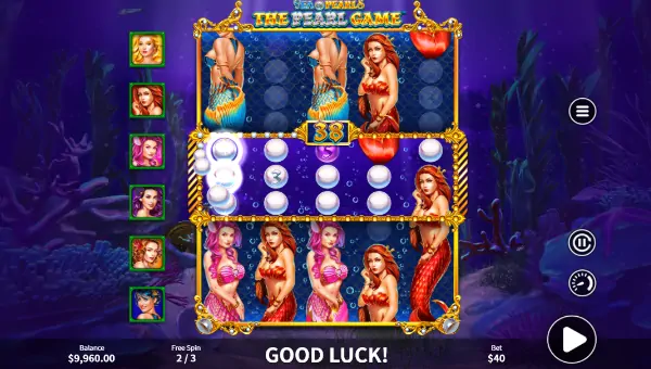 Pearl Game base game screenshot showing reels and features