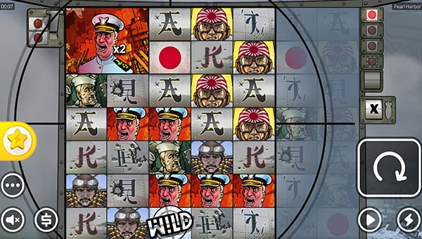 Pearl Harbor base game screenshot showing reels and features