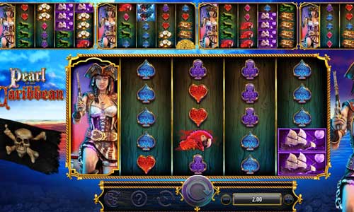 Pearl of the Caribbean base game screenshot showing reels and features
