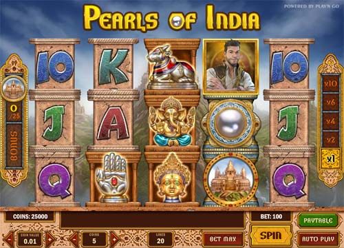 Pearls of India base game screenshot showing reels and features