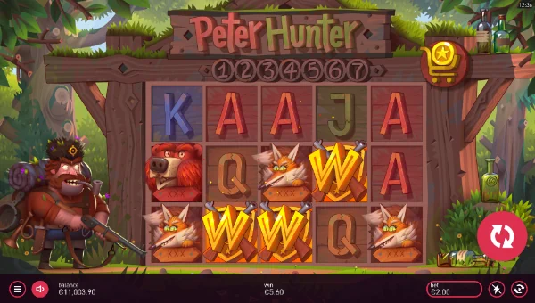 Peter Hunter base game screenshot showing reels and features