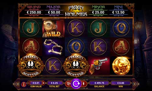 Piggy Holmes base game screenshot showing reels and features