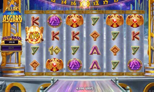 Pillars of Asgard base game screenshot showing reels and features