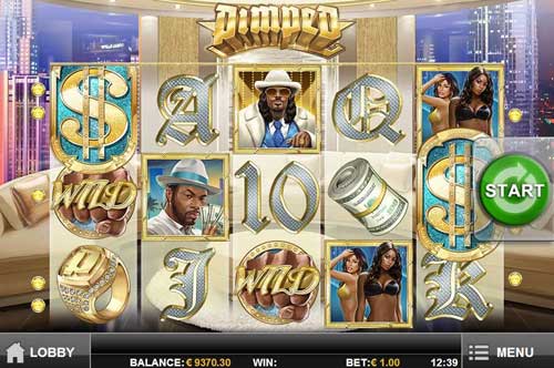Pimped base game screenshot showing reels and features
