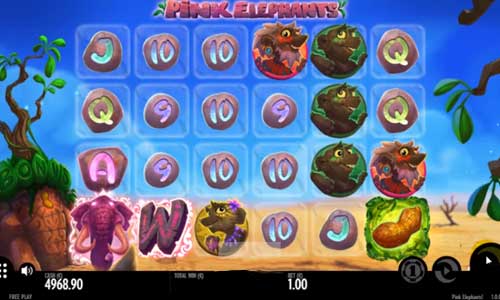 Pink Elephants base game screenshot showing reels and features